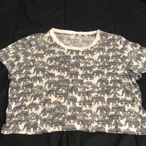 white and black elephant cropped t-shirt